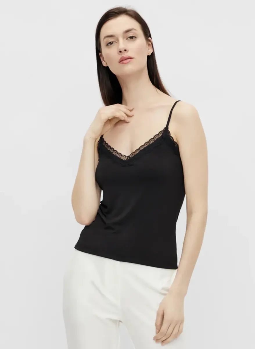 Pieces dames hemd kant - Lace singlet kate - Kanten dames onderhemd - Microfiber singlet