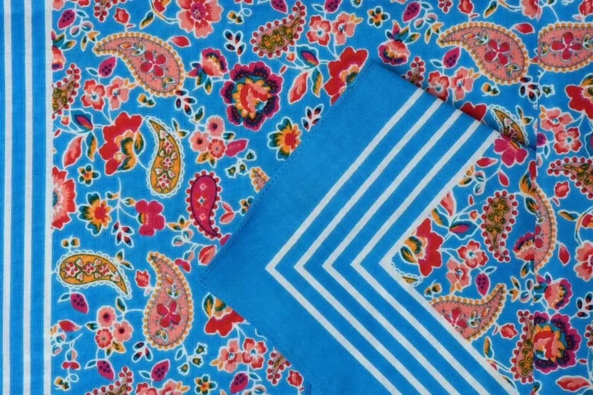 Boerenzakdoek Paisley blauw 55 x 55 cm