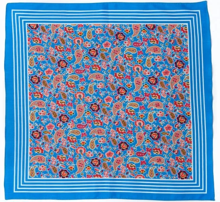 Boerenzakdoek Paisley blauw 55 x 55 cm