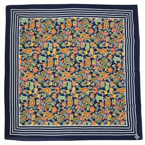 Boeren zakdoek Paisley donkerblauw 55 x 55 cm