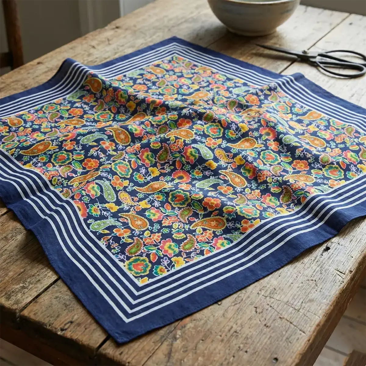 Boeren zakdoek  Paisley donkerblauw 55 x 55 cm