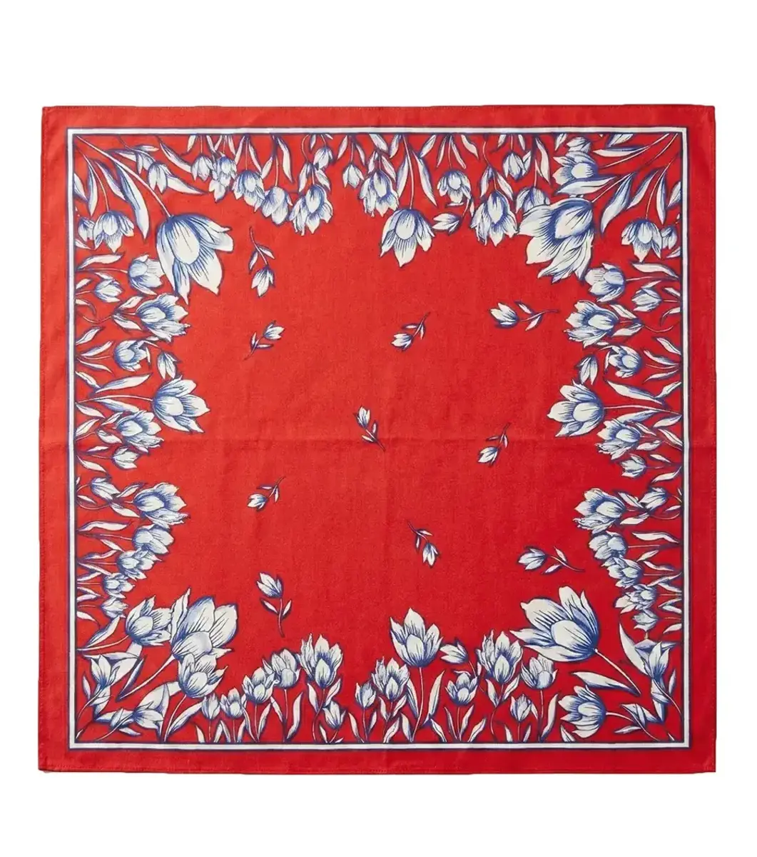Boeren zakdoek rood Tulpen 55 x 55 cm