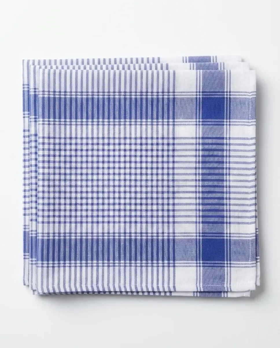 Tiseco 12 stuks Heren zakdoeken Vichy Blauw - 100% katoenen katoenen zakdoeken