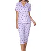 Rebelle capri pyjama dames doorknoop -  Waterflower