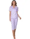 Rebelle capri pyjama dames doorknoop -  Waterflower