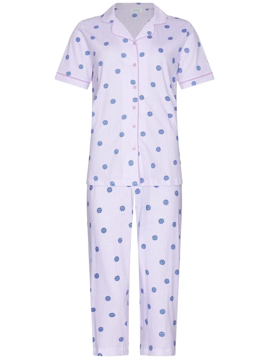 Rebelle capri pyjama dames doorknoop -  Waterflower