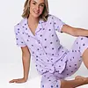 Rebelle capri pyjama dames doorknoop -  Waterflower
