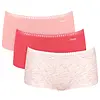 Sloggi 3-pack Crush Go dames boxershorts - Biologisch Katoenen dames onderbroeken - Multipack vrouwen ondergoed