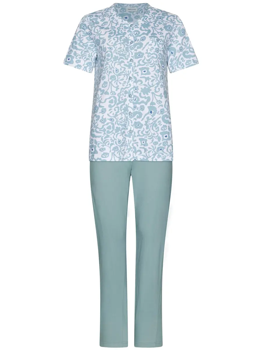 Pastunette dames 100% katoenen pyjama korte mouwen - Stone Blue