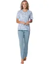 Pastunette dames 100% katoenen pyjama korte mouwen - Stone Blue