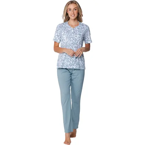 Pastunette dames 100% katoenen pyjama korte mouwen - Stone Blue