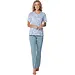 Pastunette dames 100% katoenen pyjama korte mouwen - Stone Blue - Blauw