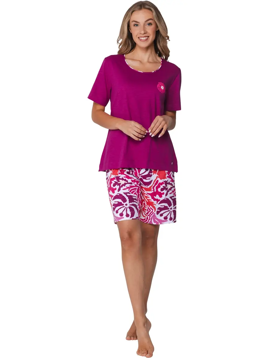 Pastunette dames shortama korte mouw - Paradise Pink