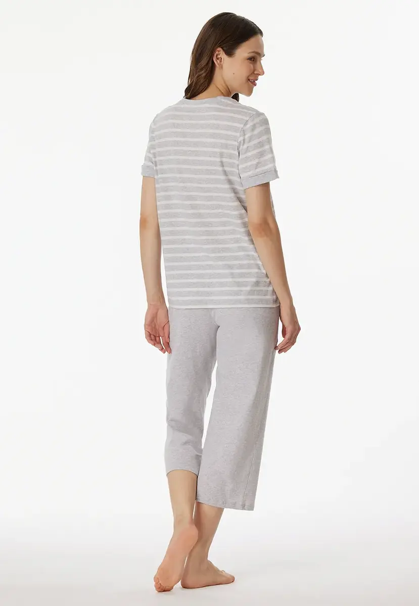 Schiesser dames pyjama korte mouw - Casual Essentials - Katoenen capri pyjama