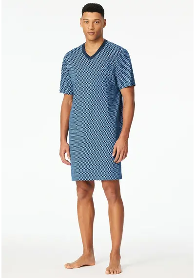 Schiesser Heren Nachthemd - Blue - Comfort Nightwear