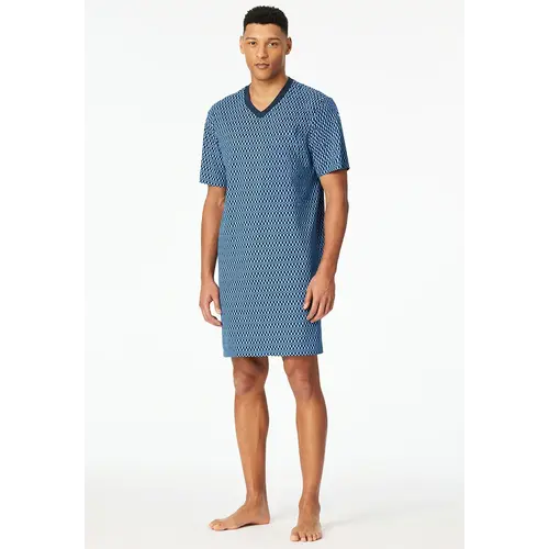 Schiesser Heren Nachthemd - Blue - Comfort Nightwear