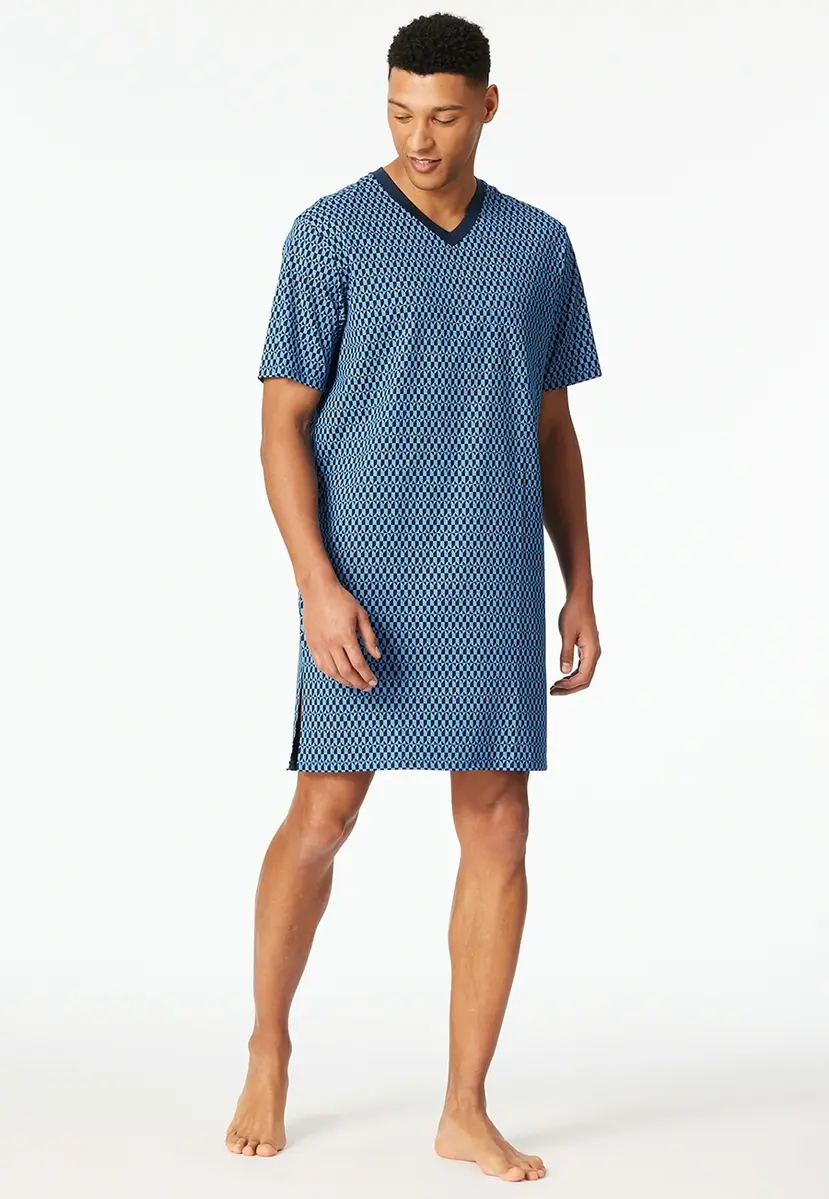 Schiesser Heren Nachthemd - Blue - Comfort Nightwear