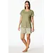 Schiesser dames shortama 100%  katoen - Casual Essentials - Zomer pyjama korte broek en korte mouwen - Groen