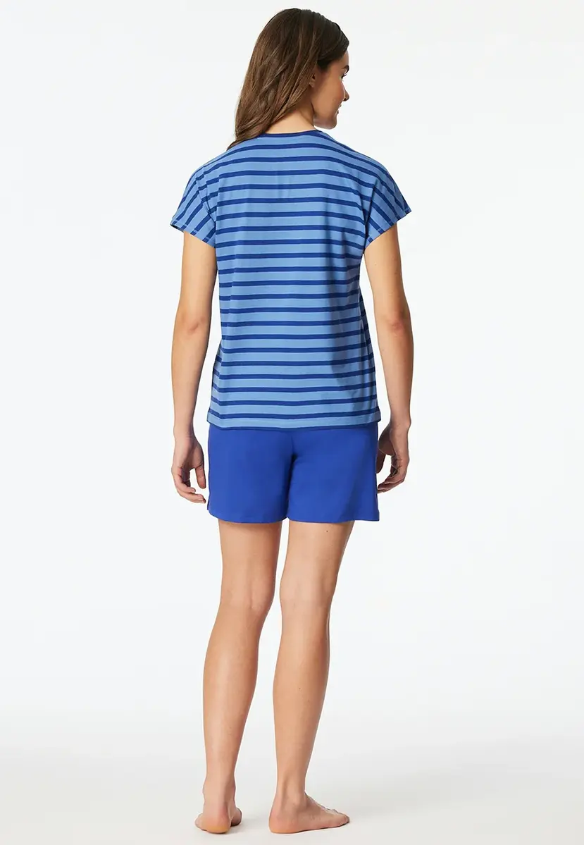 Schiesser dames shortama 100%  katoen - Casual Essentials - Zomer pyjama korte broek en korte mouwen