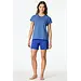 Schiesser dames shortama 100%  katoen - Casual Essentials - Zomer pyjama korte broek en korte mouwen - Jeansblauw