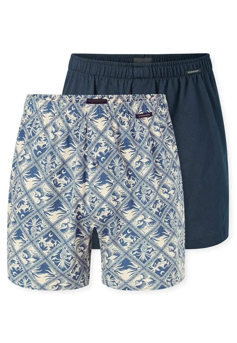 Schiesser 2-Pack heren wijde boxershort - Selected - 100% katoenen losse boxershort met sluiting