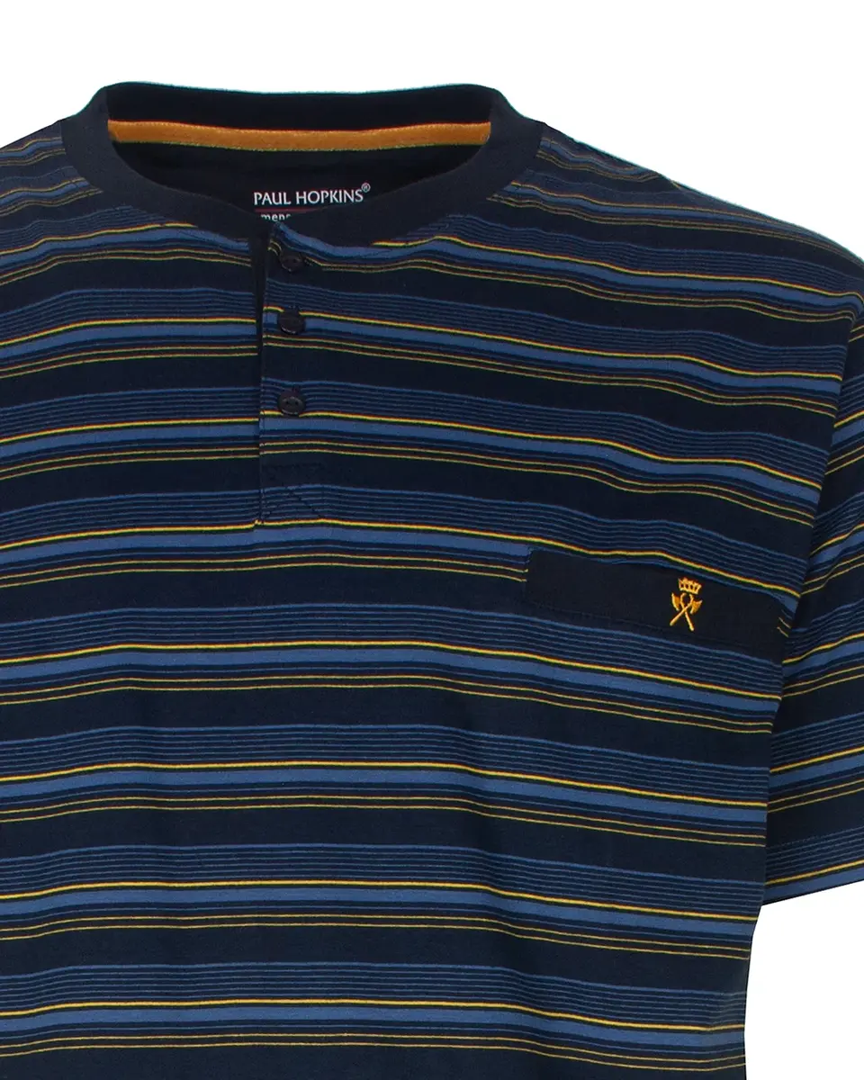 Paul Hopkins Heren shortama Knoopsluiting - Gestreept