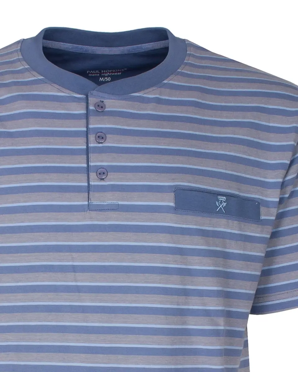 Paul Hopkins Heren shortama Knoopsluiting - Light Blue Summer