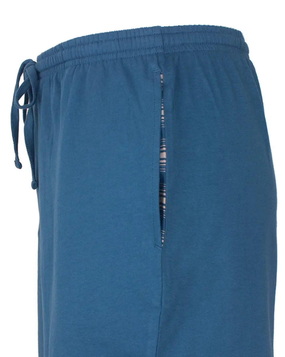 M.E.Q. Heren shortama katoen - V-hals - Blue Summer