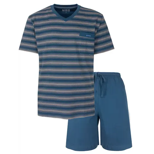 M.E.Q. Heren shortama katoen - V-hals - Blue Summer