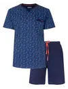 M.E.Q. Heren shortama katoen - V-hals - Blue logo