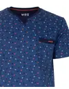 M.E.Q. Heren shortama katoen - V-hals - Blue logo