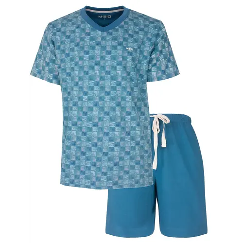 M.E.Q. Heren shortama katoen - V-hals - Blue Ocean
