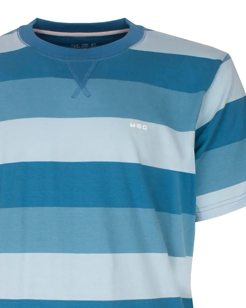M.E.Q. Heren shortama katoen - Blue summer stripe