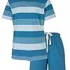 M.E.Q. Heren shortama katoen - Blue summer stripe