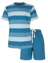 M.E.Q. Heren shortama katoen - Blue summer stripe