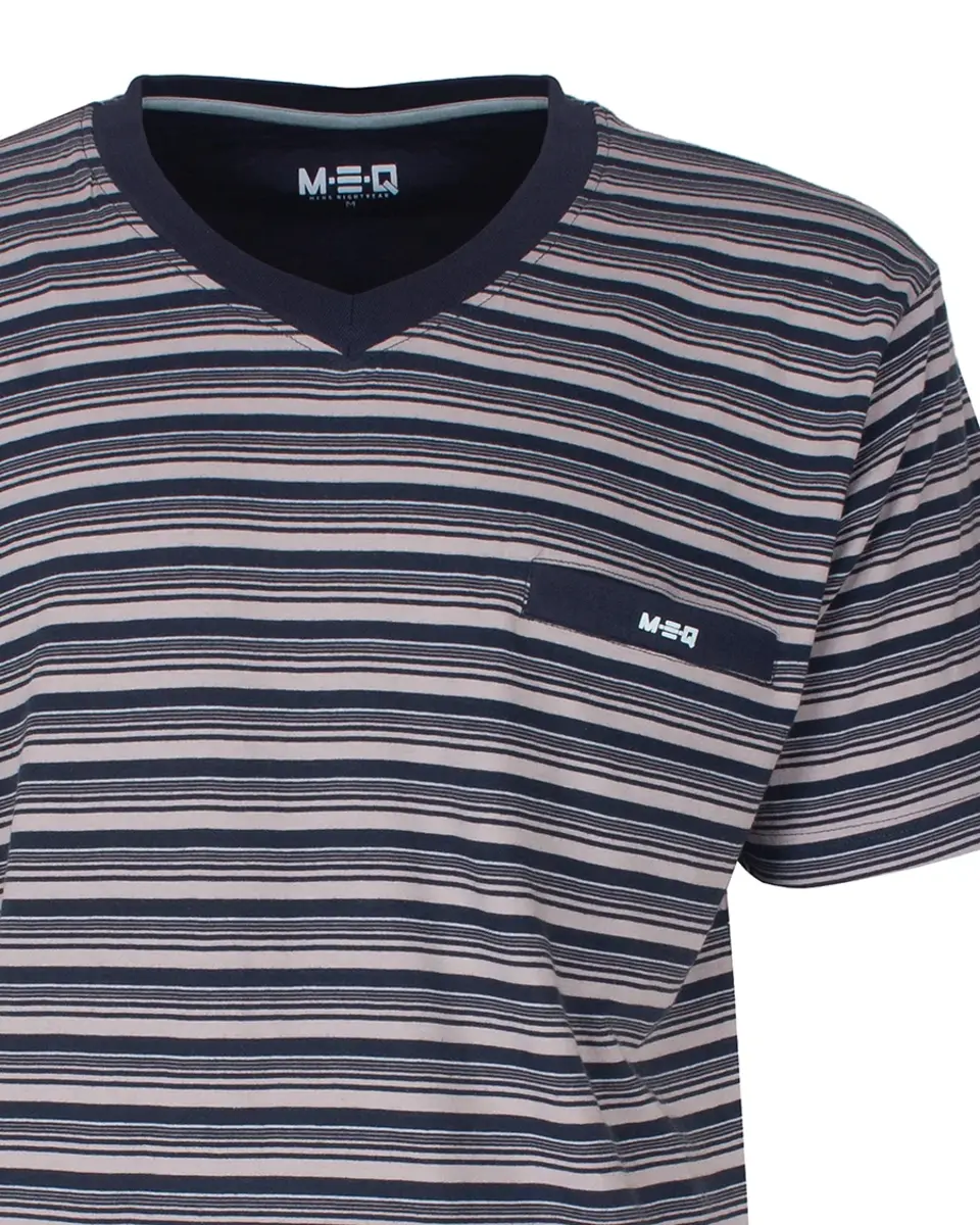 M.E.Q. Heren pyjama korte mouwen - lange broek - Grey stripe