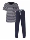 M.E.Q. Heren pyjama korte mouwen - lange broek - Grey stripe