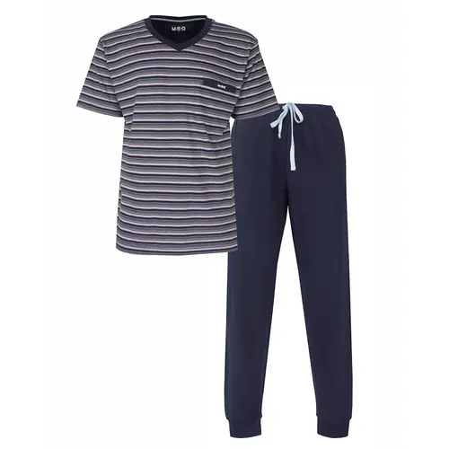 M.E.Q. Heren pyjama korte mouwen - lange broek - Grey stripe
