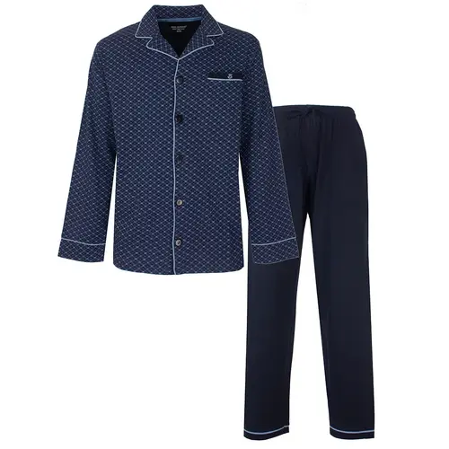Paul Hopkins heren pyjama doorknoop - Knoopsluiting - Darkblue