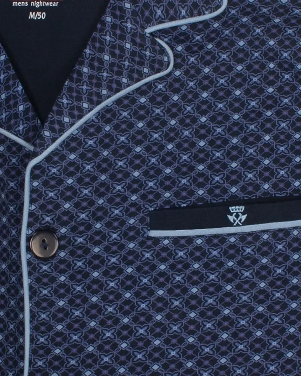 Paul Hopkins heren pyjama doorknoop - Knoopsluiting - Darkblue