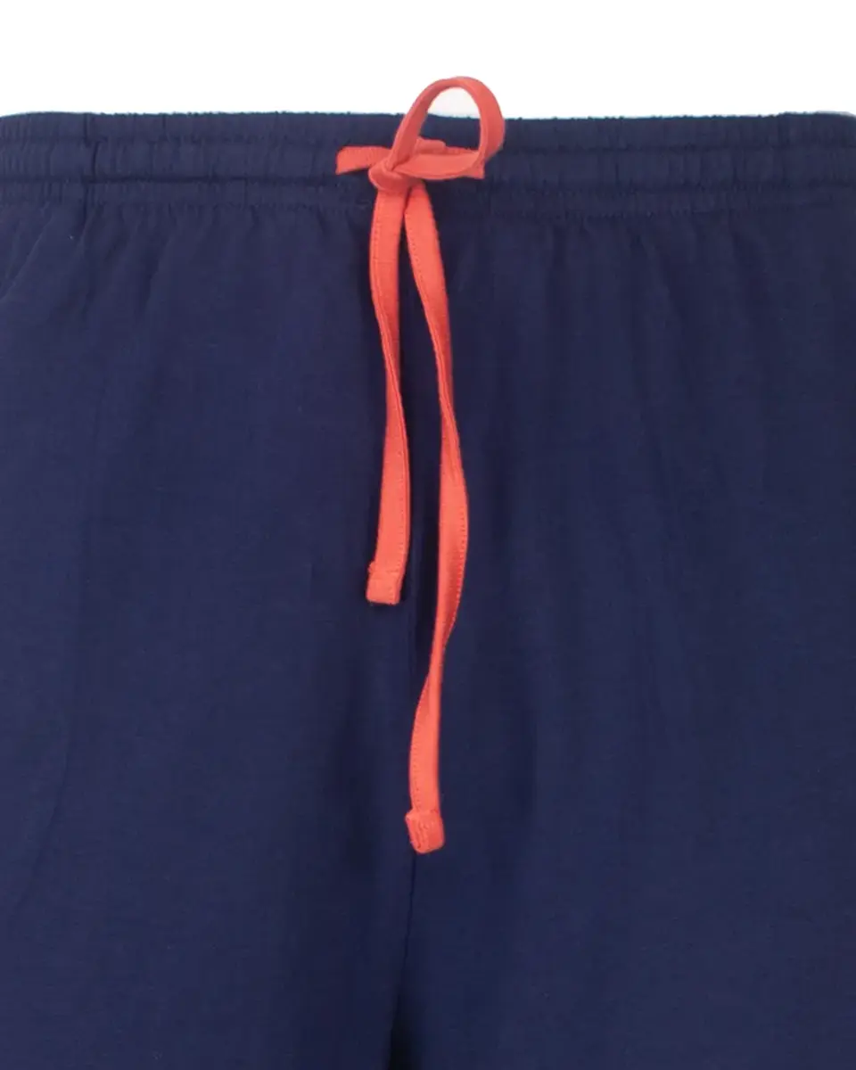 M.E.Q. Heren pyjama lange mouwen katoen V-hals - Blue logo