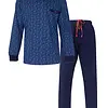M.E.Q. Heren pyjama lange mouwen katoen V-hals - Blue logo