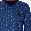 M.E.Q. Heren pyjama lange mouwen katoen V-hals - Blue logo