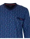 M.E.Q. Heren pyjama lange mouwen katoen V-hals - Blue logo