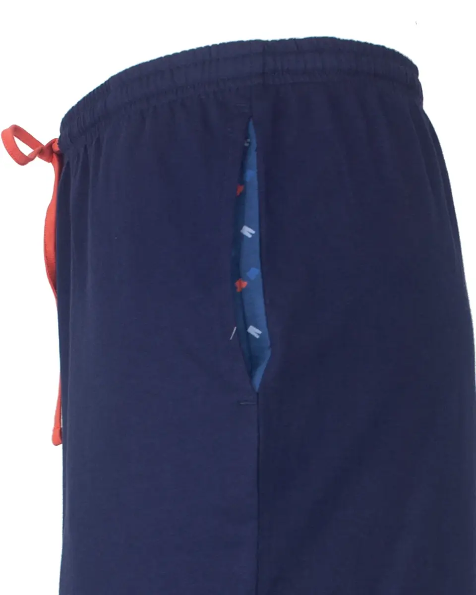 M.E.Q. Heren pyjama lange mouwen katoen V-hals - Blue logo