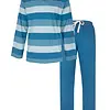 M.E.Q. Heren pyjama lange mouwen katoen V-hals - Aqua blue