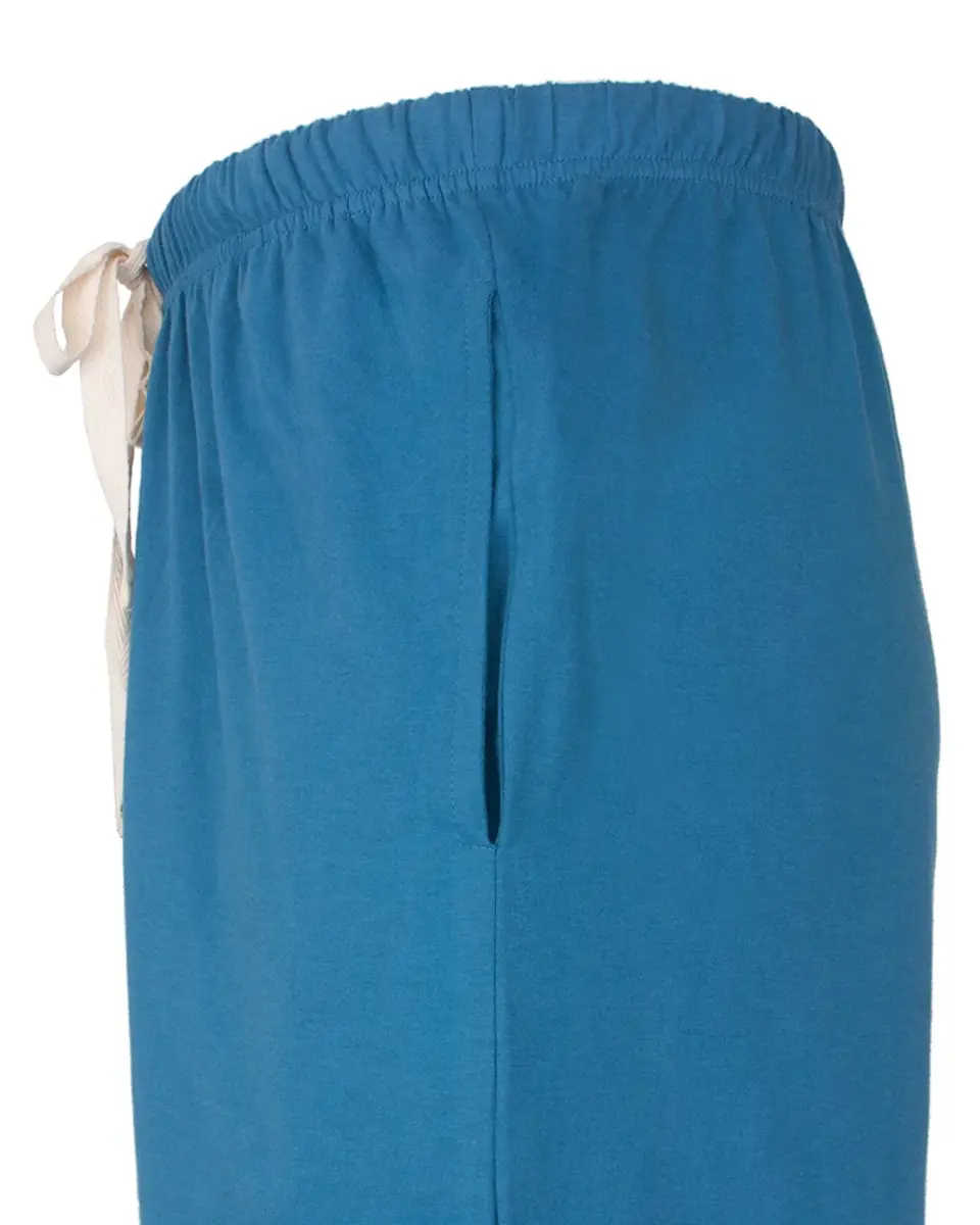 M.E.Q. Heren pyjama lange mouwen katoen V-hals - Aqua blue