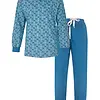 M.E.Q. Heren pyjama lange mouwen katoen - Aqua Squares