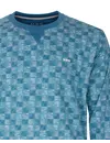M.E.Q. Heren pyjama lange mouwen katoen - Aqua Squares