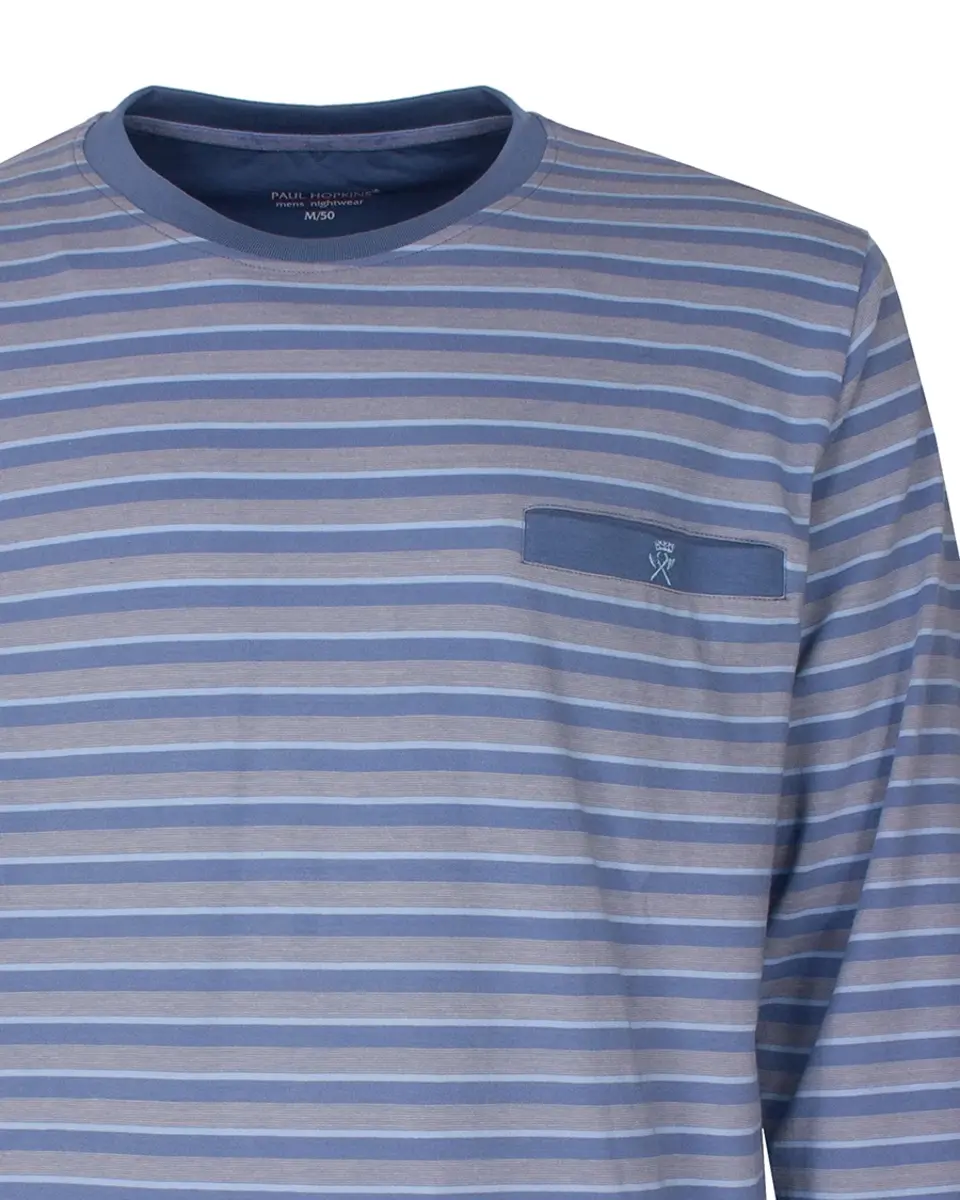 Paul Hopkins pyjama heren lange mouw - blauw/grijs